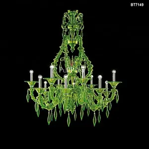 Большая зеленая люстра из муранского стекла, Хрустальный подвесной светильник для ресторана, фойе отеля, украшение для лестницы, фойе