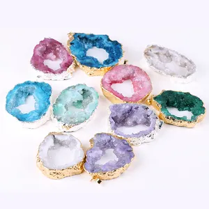 Yase Chinese Pendants for Jewelry Making Manufacturer Natural Druzy Quartz Clusters Stone Agate Gem Geode Slices Pendants