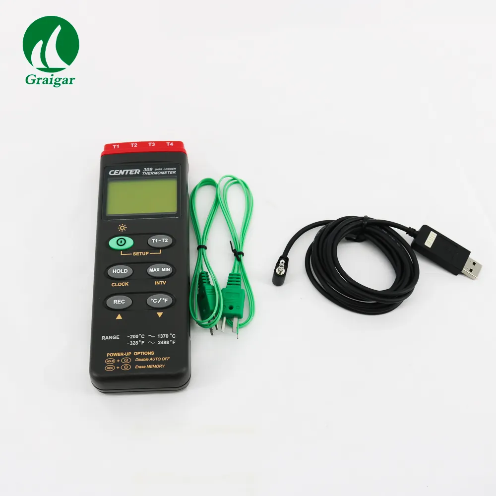 CENTER-309 High Quality 4 Channel Thermometer Datalogger 4 Inputs, 16000 Records Datalogger CENTER309