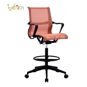 BONAS Ergonomic Drafting Chair Mid-back Stool with Armrest in Mesh Office Furniture