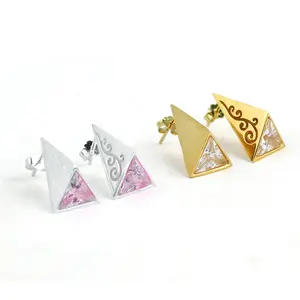 lotus fun Handmade 925 Sterling Silver Vintage Pyramid Stud Earring For Women Wholesale Christmas fine jewelry for women