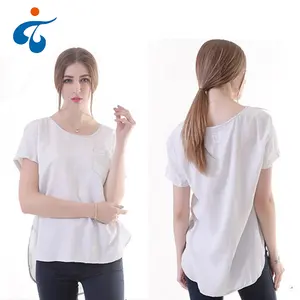 Thiết kế hiện đại thuyền cổ ngắn tay áo thời trang dệt rayon cô gái trắng áo