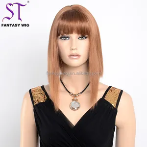 ST Guangzhou Factory Cheap Wig Wholesale Newest Brown Straight Bob Short Wigs High Quality Synthetic Wigs For Women