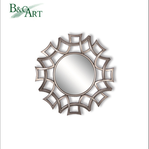 Nhà Máy Phong Cách Châu Âu Kích Thước Lớn Cổ Điển PU Khắc Vàng Hình Bầu Dục Vàng Tường Gương Khung - Product Image 5