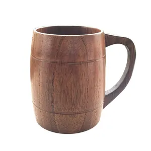 Taza de madera de Jujube con mango, taza de café, té, 100% Real