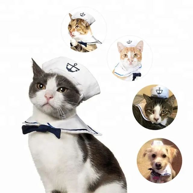 Accessoires Cosplay pour animaux, déguisements Cosplay, ensemble chiot et chat, vêtements marins