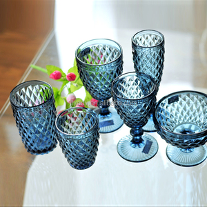 Calici da Vino Vintage Blu per Matrimoni, Bicchieri in Vetro a Prezzo Conveniente <span class=keywords><strong>e</strong></span> Portacandele in Vetro - Product Image 1