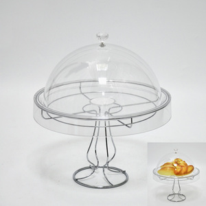 Estante de bandeja de aperitivos redondo pequeño transparente con tapa de bandeja de acrílico - Product Image 6