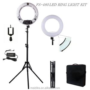 18 "FS-480 kısılabilir led fotoğraf Video halka ışık kiti ile tripod uzatılabilir standı 2 metre