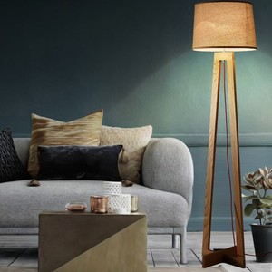 Moderno Pavimento In Legno In Piedi Lampade <span class=keywords><strong>Paralume</strong></span> In Tessuto Cavo di Treppiede In Legno <span class=keywords><strong>Lampada</strong></span> <span class=keywords><strong>Da</strong></span> <span class=keywords><strong>Terra</strong></span> Base - Product Image 2