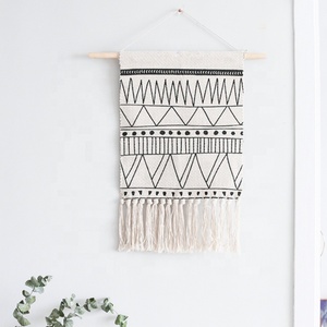 Northern european black wavy design hand knotted tassels gq000071  wall <strong>hanging</strong> <strong>arabic</strong> tapestry boho basket floor mat boho - Product Image 3