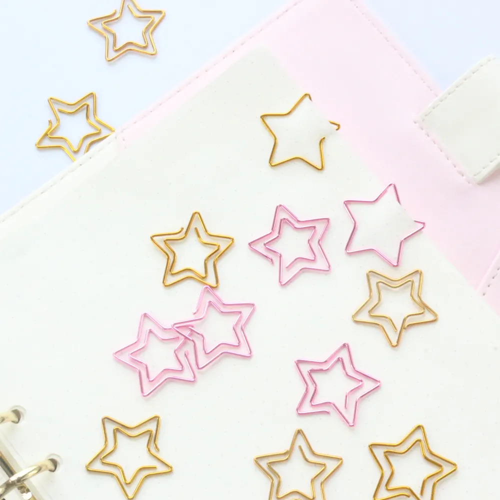 new star design metal office school paper clips/bookmark stationery 12pcs/box