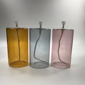 Pavio de suporte decorativo, antiguidade colorida borosilicate lâmpada de óleo de vidro com vidro