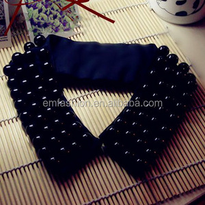 <span class=keywords><strong>Collana</strong></span> girocollo fatta a mano da donna di moda retrò bianco/nero perle stile classico con catena a filo per anniversario - Product Image 2