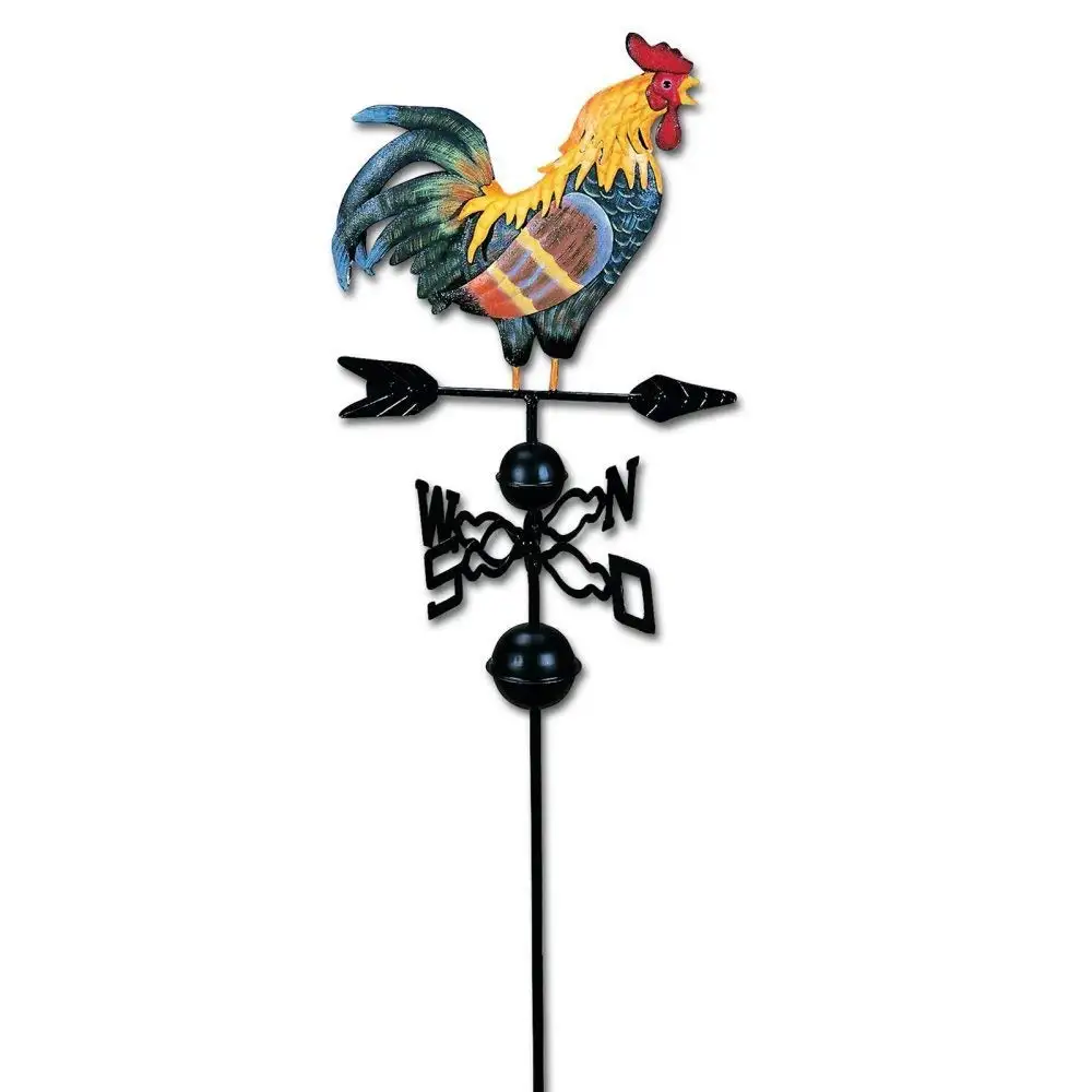 Outdoor Garden Cast Iron Colorful Rooster Weather Vane Wind Direction Decor