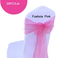 파티 연회 장식 자홍색 핑크 웨딩 오간자 의자 띠 활 띠
