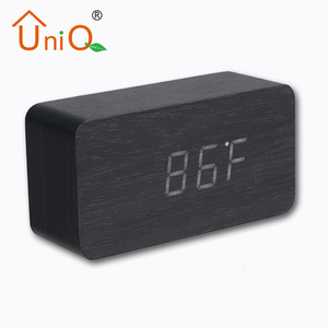 <strong>Digital</strong> LED Desk <strong>Clock</strong> with <strong>Electronic</strong> Movement Wood Material Calendar Feature - Product Image 3