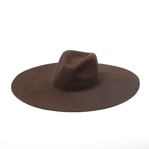 Custom Luxury 14.5cm Wide Brim Stiff Wool Felt Fedora <strong>Hat</strong> <strong>for</strong> <strong>Women</strong> Ladies Dress - Product Image 4