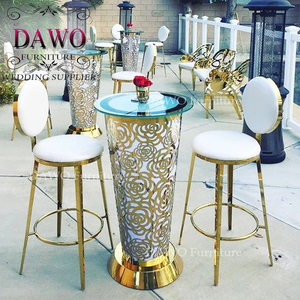 Silla de <span class=keywords><strong>bar</strong></span> con respaldo redondo, marco de metal dorado, terciopelo <span class=keywords><strong>rojo</strong></span>, para boda - Product Image 2
