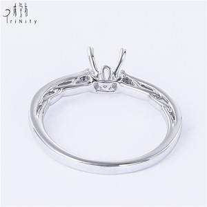 Bague en or fin 18 carats bijoux en diamant naturel bague de fiançailles personnalisée monture semi sans la pierre centrale pour les femmes - Product Image 3