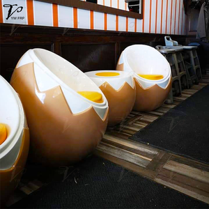 Restaurant Fiberglass Dining Lounge Egg <strong>Shell</strong> <strong>Chair</strong> and Coffee Yolk Table Set - Product Image 5