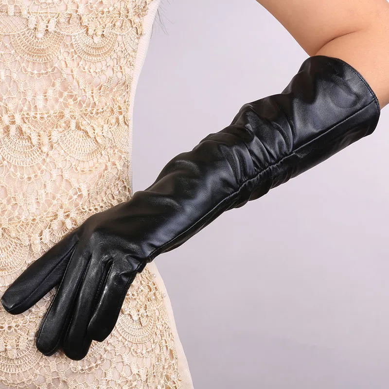 Populaire dame partie écran tactile manches longues gants en cuir