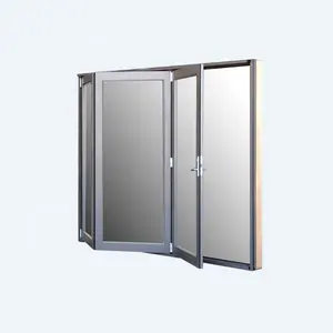 Pintu Lipat Dua Pintu Aluminium Eksterior, Pintu Kaca Lipat Bi Teras Modern Performa Tinggi