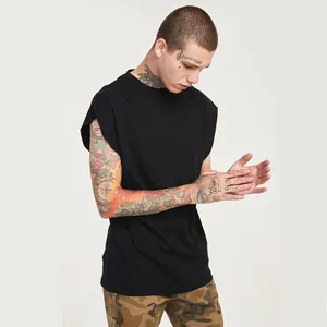 Großhandel Herren Drop Shoulder Tees Low Cut ärmelloses T-Shirt