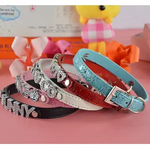 Hot selling DIY Alphabet Slide Letters Charms PU Leather Pet Dog Cat Collar