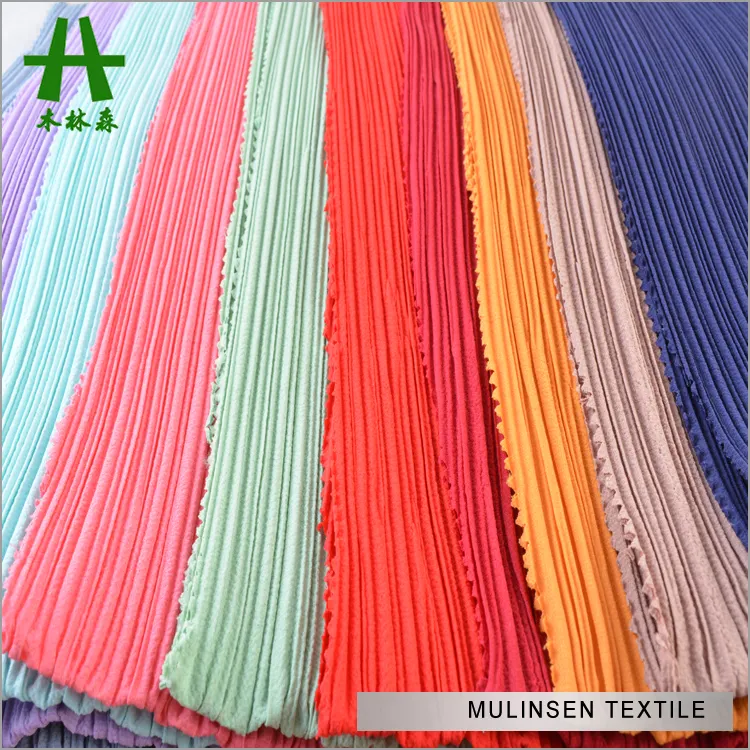 Mulin sen Textile Solid Dyed Poly Spandex Bubble Chiffon Plissee Stoff für Kleider