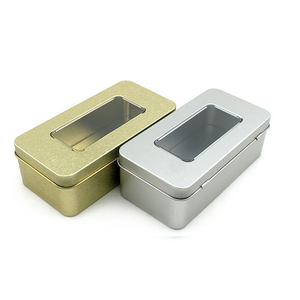 Kotak Timah Persegi Panjang Kaleng Logam Kemasan Coklat Permen Tingkat Makanan dengan Tutup Bening Jendela - Product Image 5