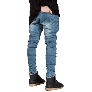 Vente en gros de vêtements chinois bon marché, <span class=keywords><strong>jeans</strong></span> skinny en denim stretch pour hommes, style motard, personnalisables - Product Image 3