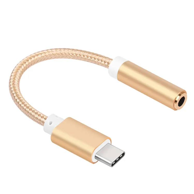 Алюминиевый USB кабель с нейлоновой оплеткой USB 3,1 Type-C для подключения к 3,5 мм аудио переходник с внутренней резьбой типа c до 3,5 мм