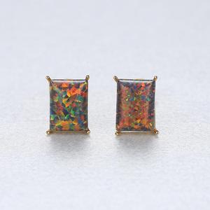 CZCITY Rectangle Fire Blue <strong>Opal</strong> <strong>Stud</strong> <strong>Earrings</strong> for Women <strong>Opal</strong> Jewelry Wholesale <strong>Stud</strong> <strong>Earrings</strong> - Product Image 4