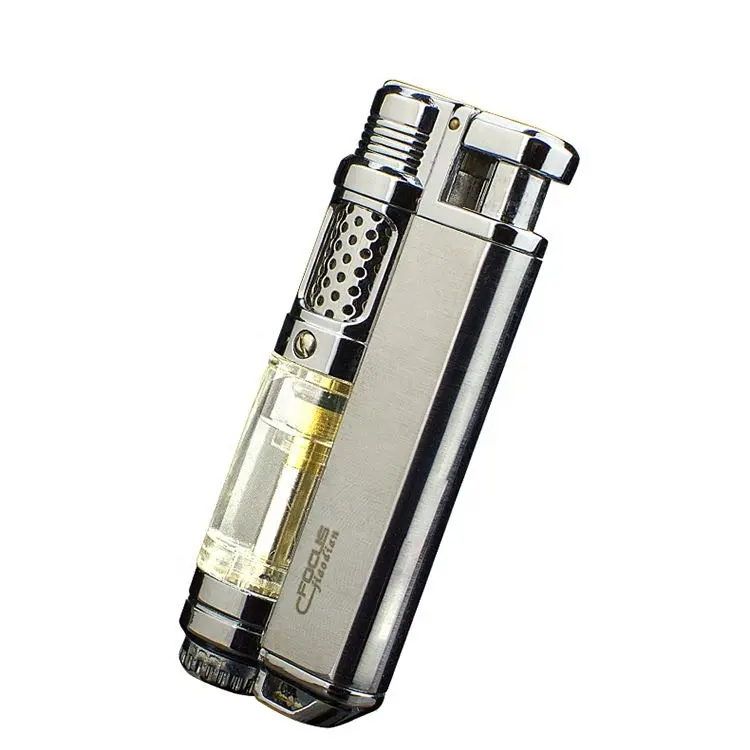 Hot zinc alloy creative personality and wind proof torch lighter with gas windows