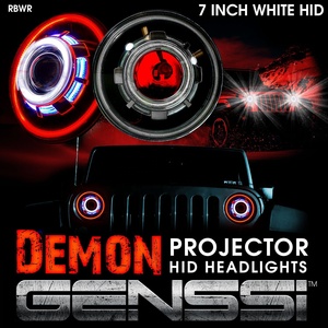 Faro a LED e HID da 7 Pollici con Occhi Demoniaci per Jeep Wrangler JK e Moto - Product Image 6