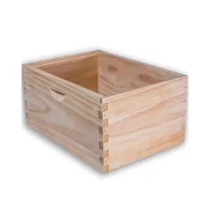 F&H Biz Glossy Lamination Printing Handling Wood Material finger connection wooden crate box