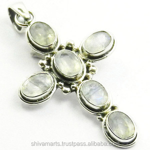 จี้ไม้กางเขนแฟชั่นสายรุ้งไฟสีน้ำเงินสไตล์วินเทจสุดหรูใหม่จี้925เงินแท้คริสเตียนงานแต่งงานแบบอินเดีย - Product Image 2