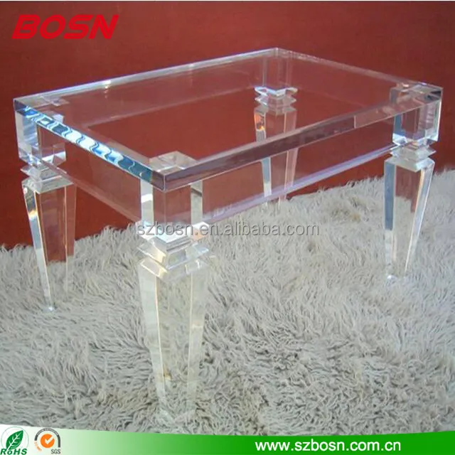 Rectangle Clear Acrylic Coffee Table Modern Style Plexiglass Furniture Console