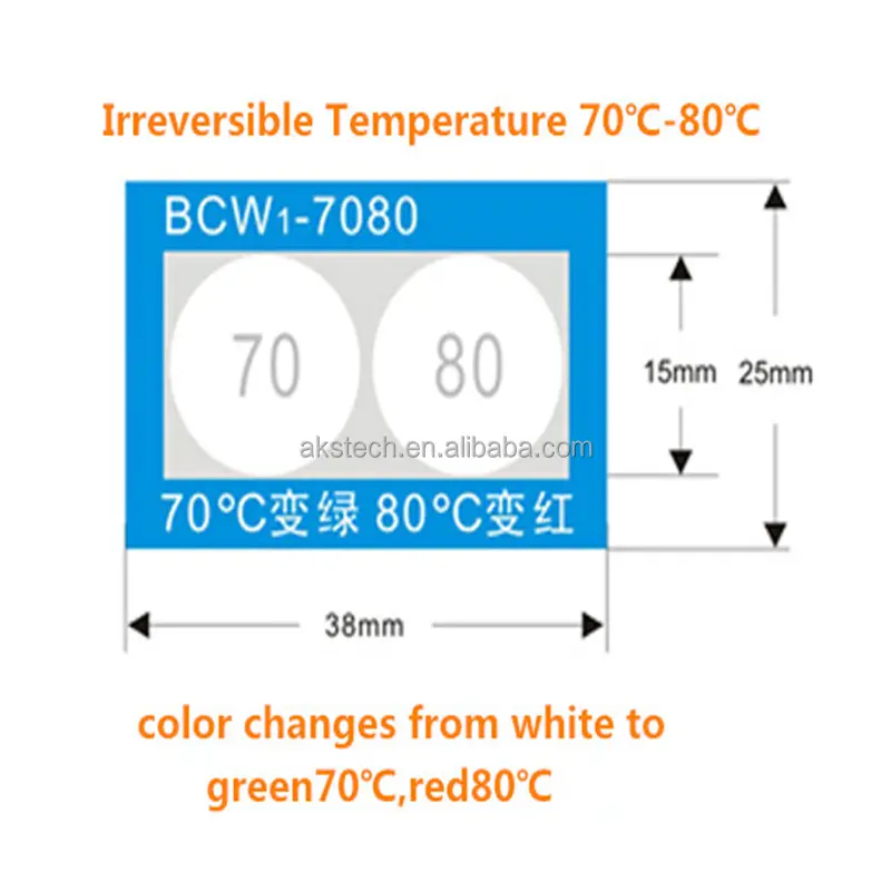 Selbst klebendes Temperatur etikett 60C 70C 80C 90C 100C irreversible farbwechsel nde Hochtemperatur-Aufkleber wärme empfindliche Etiketten