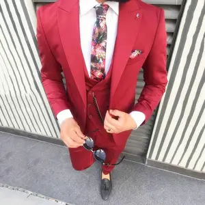 Classy Wedding Smoking Dello Abiti Slim Fit Per Gli Uomini Groomsmen Abito A Tre Pezzi A Buon Mercato Prom Formale Si Adatta Alle uomini (Jacket + Pants + Vest + Bow Tie)