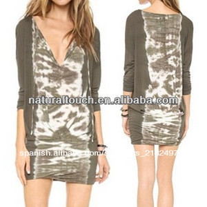 China fabrica tejidos v- cuello de manga larga reúne vestido casual( ntf04035) - Product Image 1
