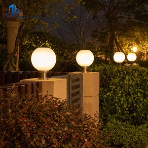 350MM Round Plastic Solar <strong>Fence</strong> <strong>Post</strong> <strong>Lights</strong> Main Gate Pillar <strong>Light</strong> Villa Garden Park Bollard Top Ball Lamp Lighting Landscape - Product Image 2