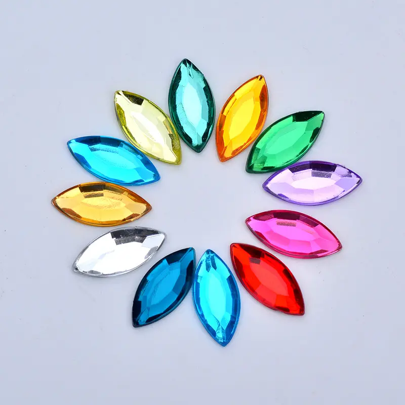 Pedras de cristal acrílico 7*15mm, aplique de cores mistas, brilho de cavalo, strass para artesanato