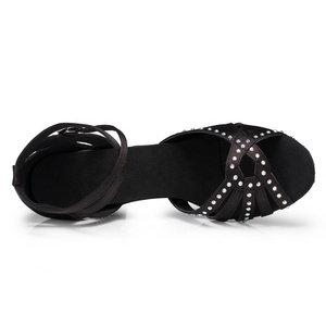 Mode satin + strass L164 Talon 7.5cm <span class=keywords><strong>salsa</strong></span> chaussures <span class=keywords><strong>femme</strong></span> chaussures de danse latine - Product Image 4