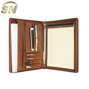 Dây Kéo Trơn Tru Da Ngựa Điên 3 Vòng Binder Danh Mục Đầu Tư Tổ Chức Dây Kéo Padfolio - Product Image 6