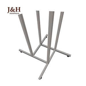 Factory Price <strong>4</strong> <strong>Way</strong> Floor <strong>Free</strong> <strong>Standing</strong> Garment <strong>Display</strong> <strong>Rack</strong> Chrome Metal Clothing <strong>Rack</strong> - Product Image 3