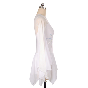 Bianco costumi Bianco fata abito pattinaggio pattinaggio di figura della ragazza a maniche lunghe pannello esterno di pattinaggio pattinaggio vestito produttori - Product Image 2