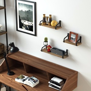 De hierro <span class=keywords><strong>y</strong></span> de almacenamiento de <span class=keywords><strong>madera</strong></span> libro de la exhibición de estante de <span class=keywords><strong>pared</strong></span> - Product Image 2
