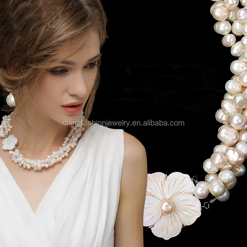 2015 Newest Classical Europe Vintage Style Multiple Natural Pearl Necklace